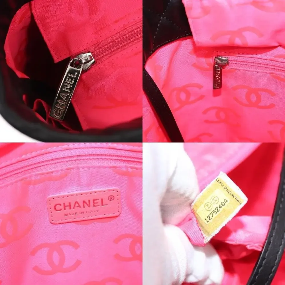 Chanel Leather Cambon Line Matelasse Tote Bag Black